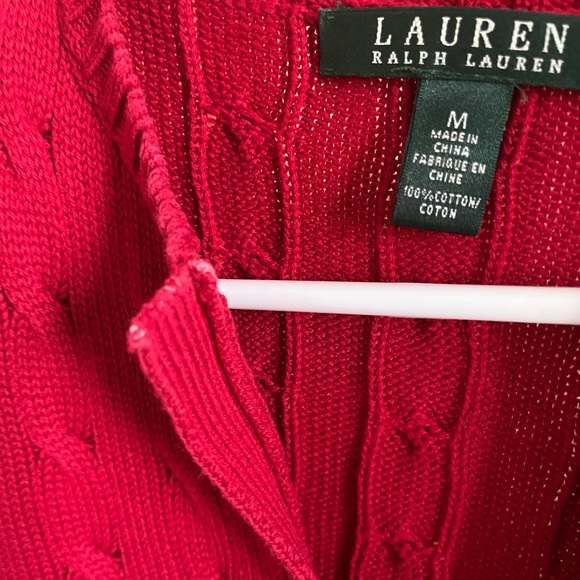 Lauren Ralph Lauren Cable-knit Sweater Cotton Red Women’s Size Medium - Picture 10 of 11